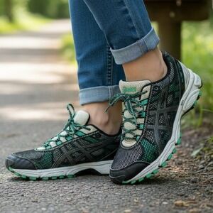 Asics Gel Trail 7 Attack Black & Teal Trail Shoes Size 9.5